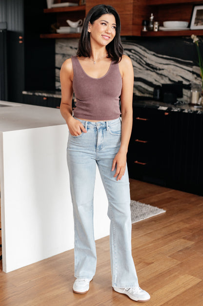 Brooke High Rise Control Top Vintage Wash Straight Jeans - Dahlia Boutique