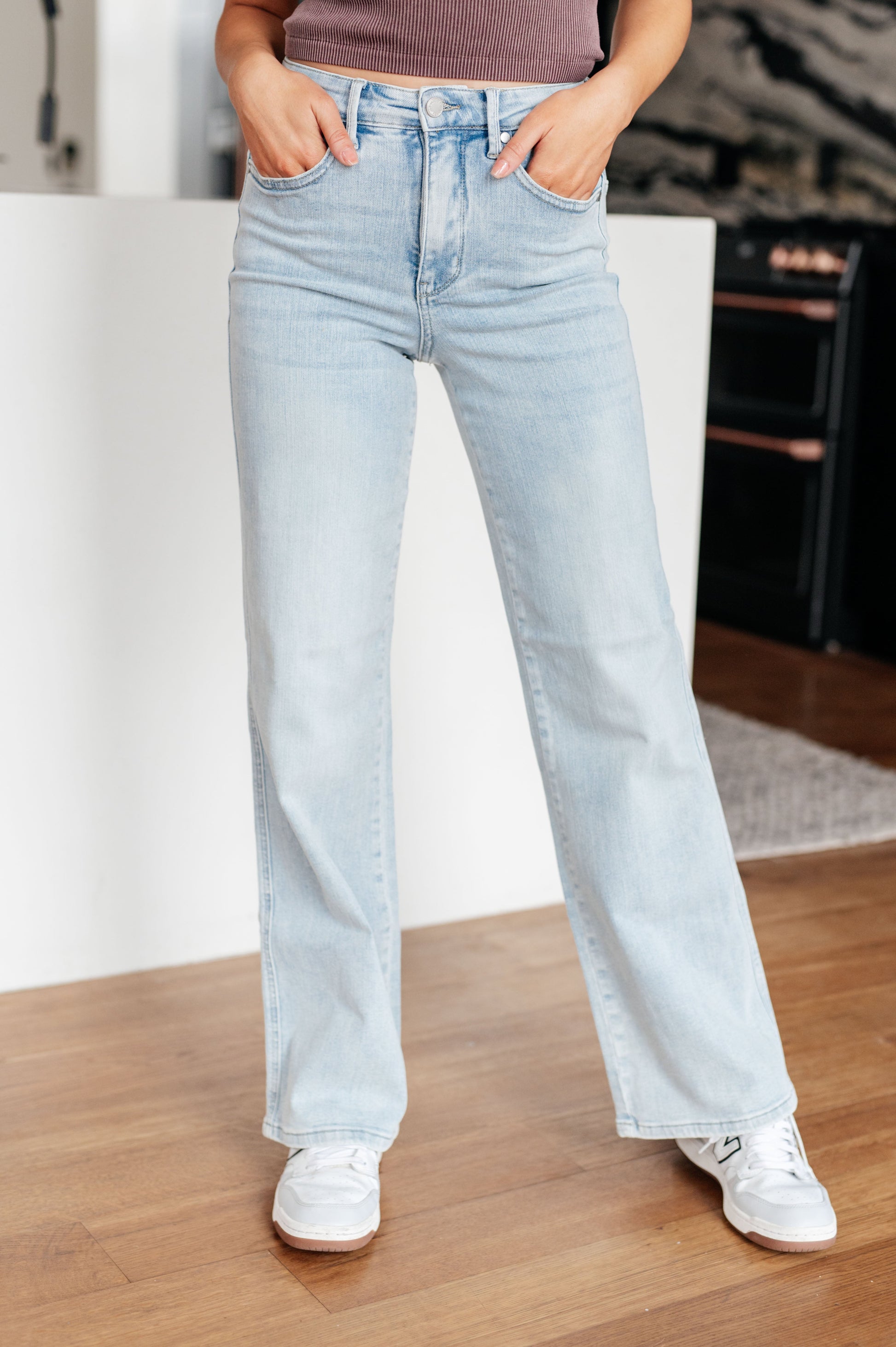 Brooke High Rise Control Top Vintage Wash Straight Jeans - Dahlia Boutique