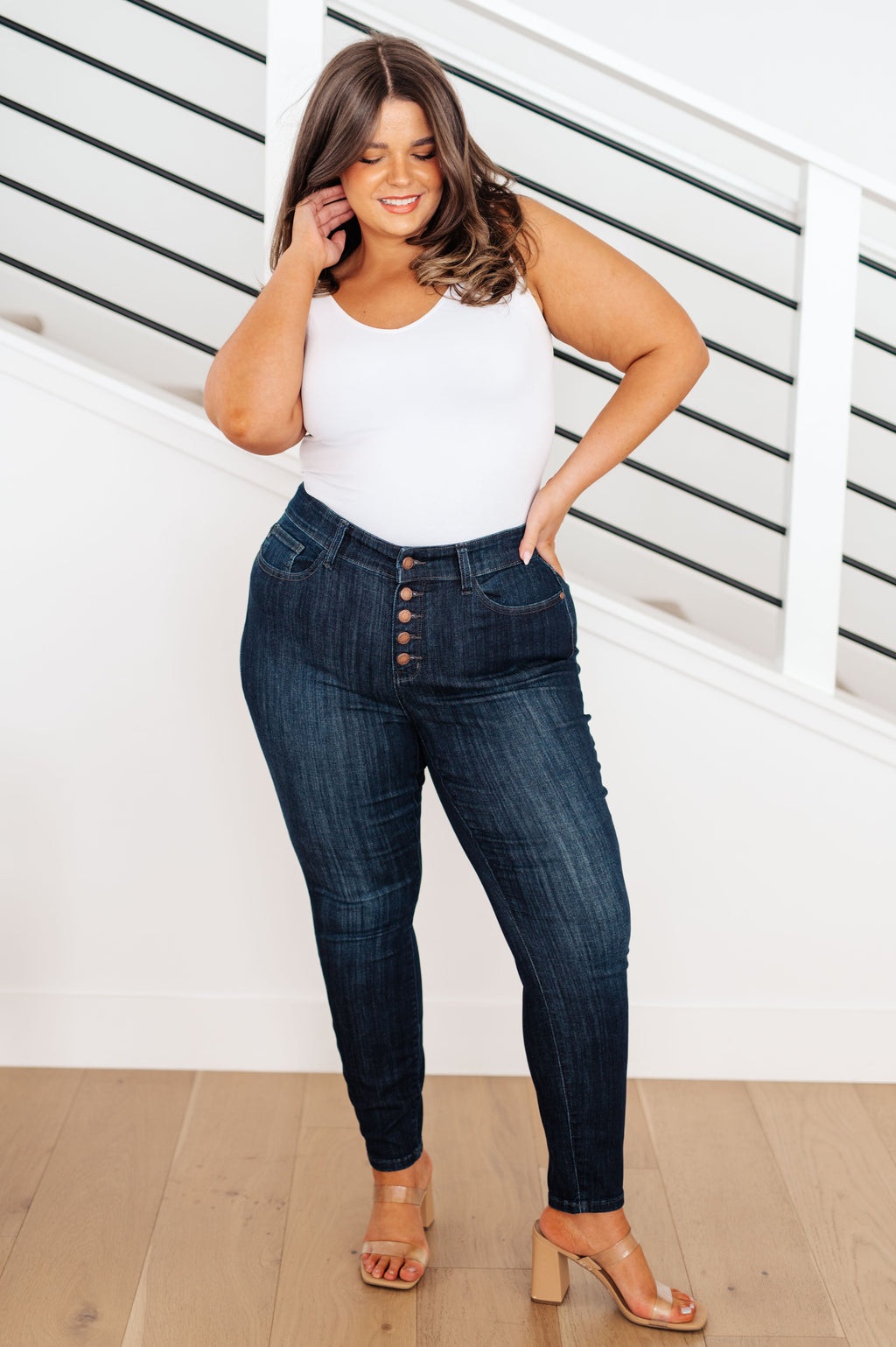 Celecia High Waist Hand Sanded Resin Skinny Jeans - Dahlia Boutique
