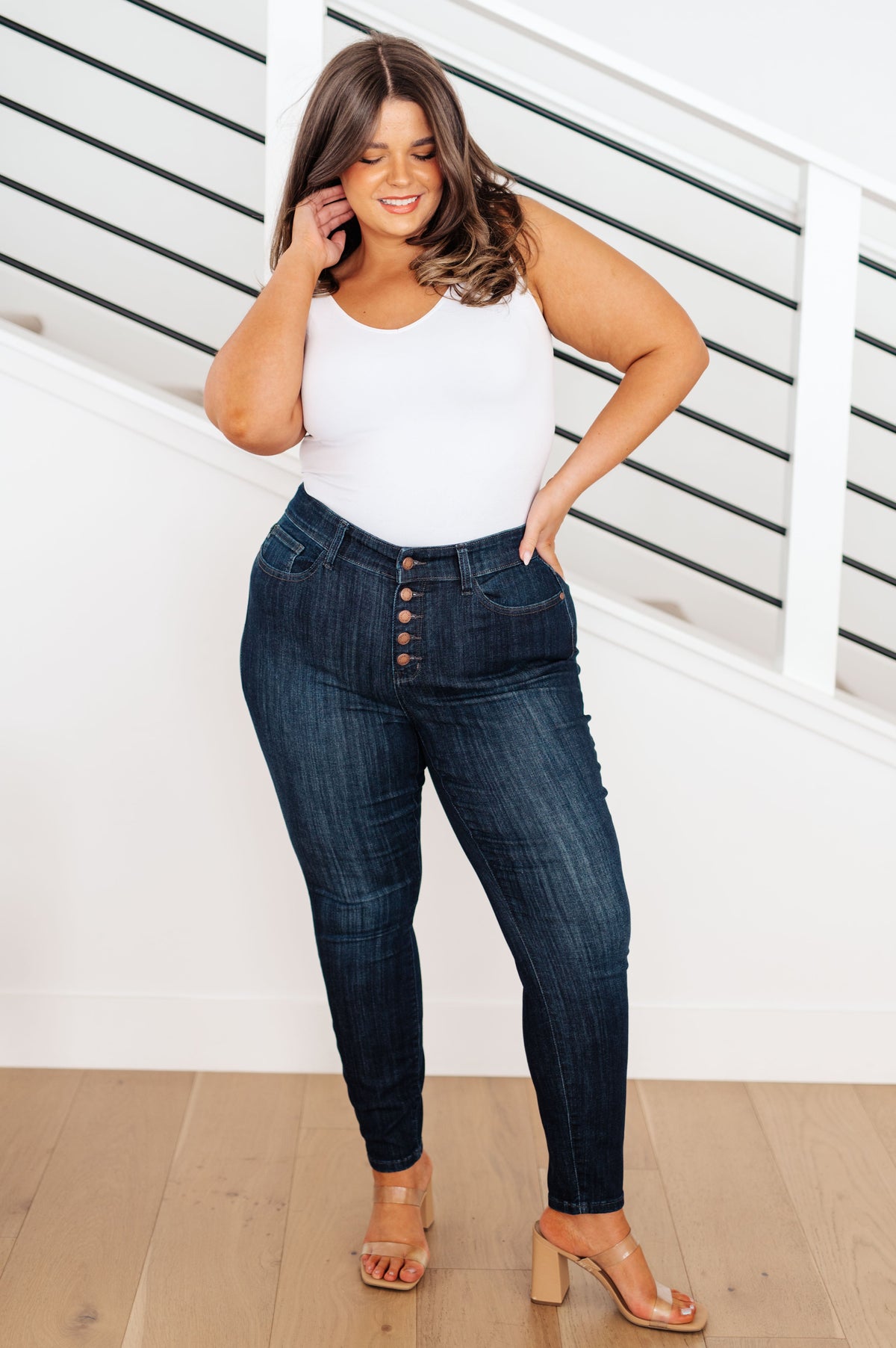 Celecia High Waist Hand Sanded Resin Skinny Jeans - Dahlia Boutique