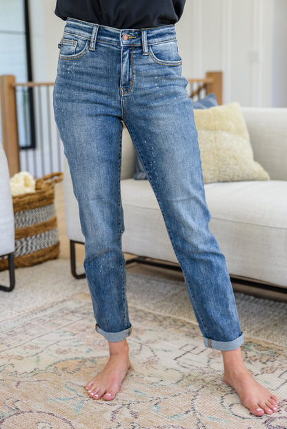 Corey Hi Rise Bleach Splash Boyfriend Jeans - Dahlia Boutique
