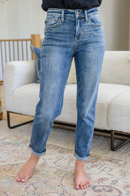 Corey Hi Rise Bleach Splash Boyfriend Jeans - Dahlia Boutique
