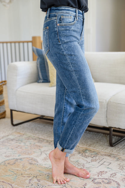Corey Hi Rise Bleach Splash Boyfriend Jeans - Dahlia Boutique