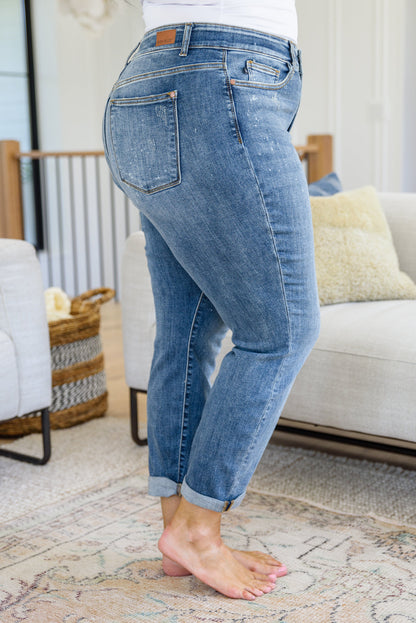 Corey Hi Rise Bleach Splash Boyfriend Jeans - Dahlia Boutique