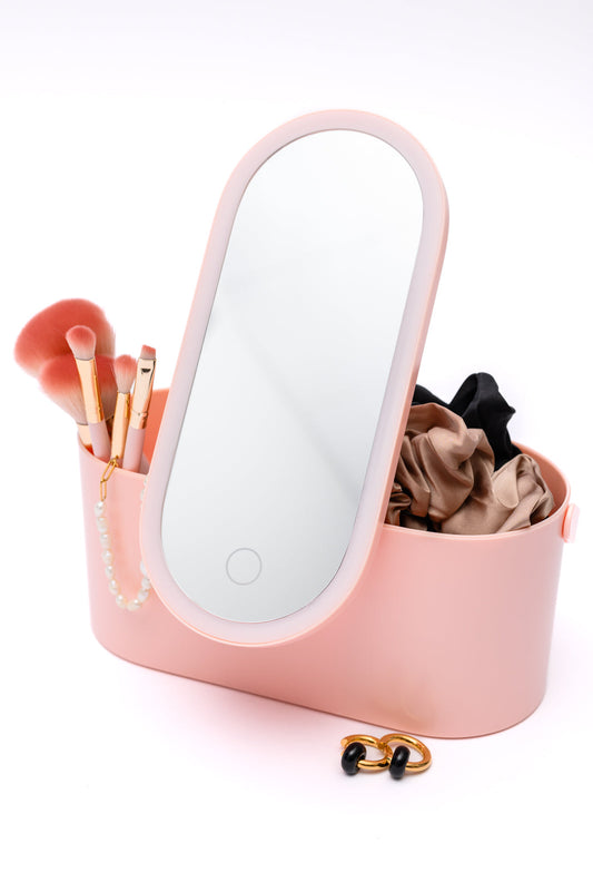 Almacenamiento de belleza portátil con espejo LED