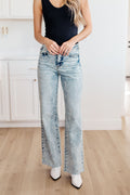 Dory High Waist Mineral Wash Raw Hem Wide Leg Jeans - Dahlia Boutique