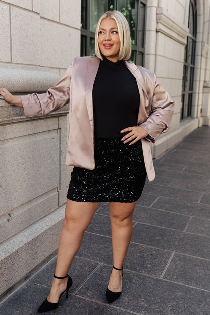 Champagne and Roses Satin Blazer - Dahlia Boutique