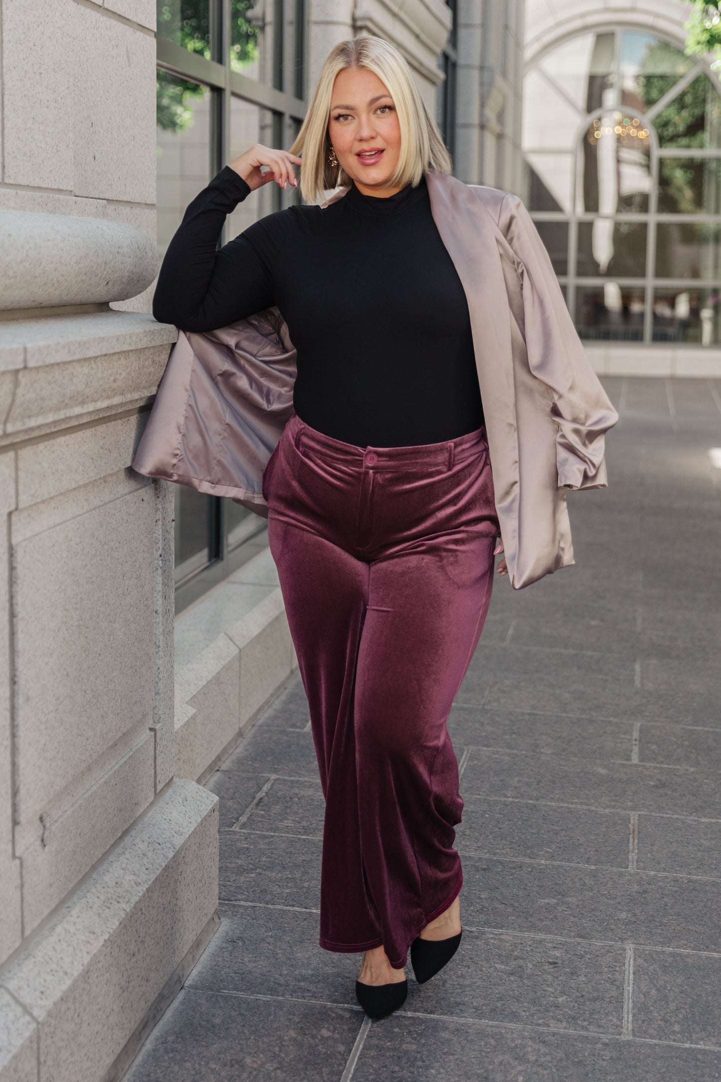 Champagne and Roses Satin Blazer - Dahlia Boutique