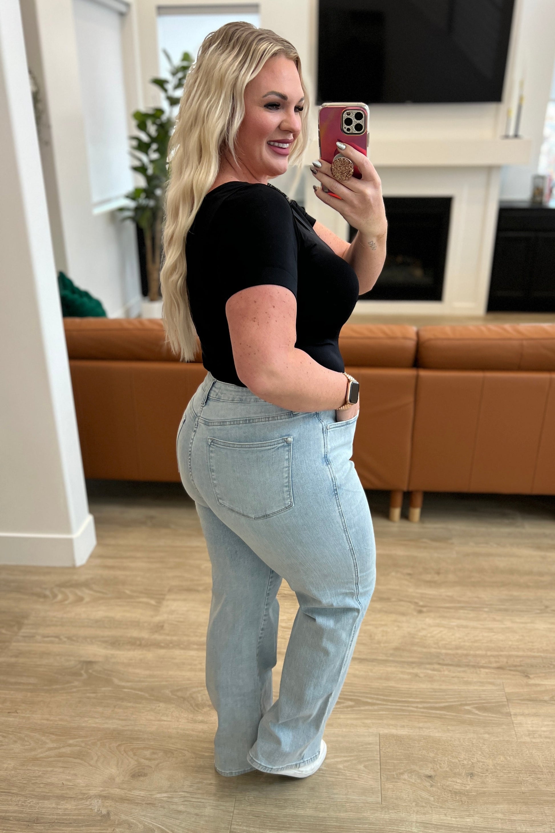 Brooke High Rise Control Top Vintage Wash Straight Jeans - Dahlia Boutique