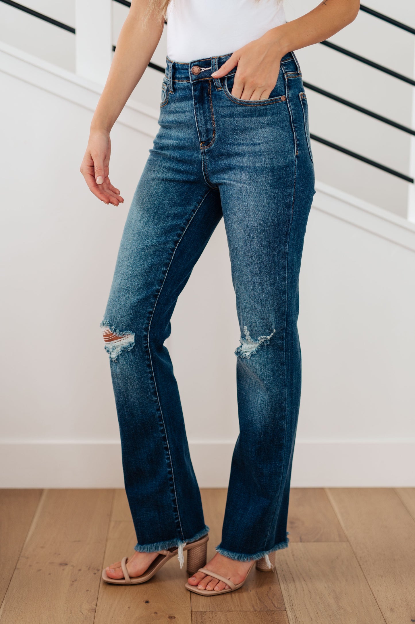 Morgan High Rise Distressed Straight Jeans - Dahlia Boutique