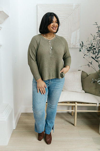 Wishful Thinking Henley In Olive - Dahlia Boutique